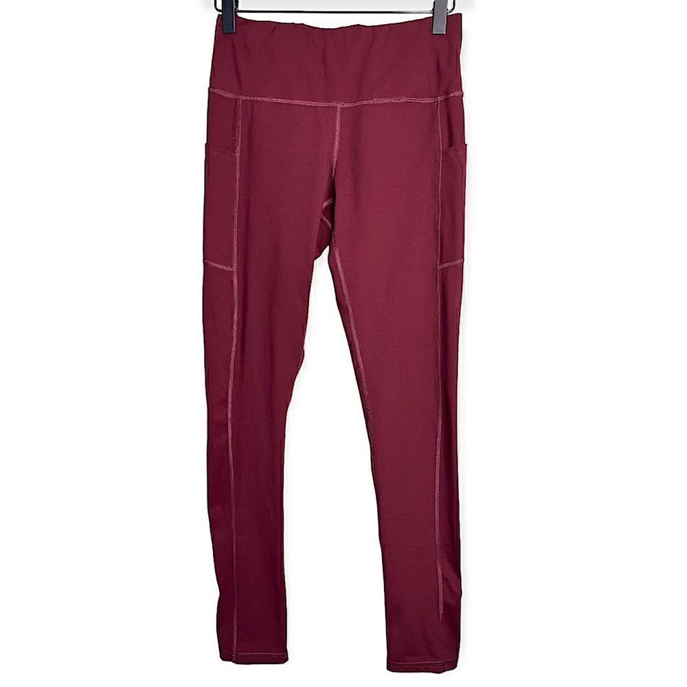 Fengbay Women’s Leggings With Pockets in Maroon Size Medium